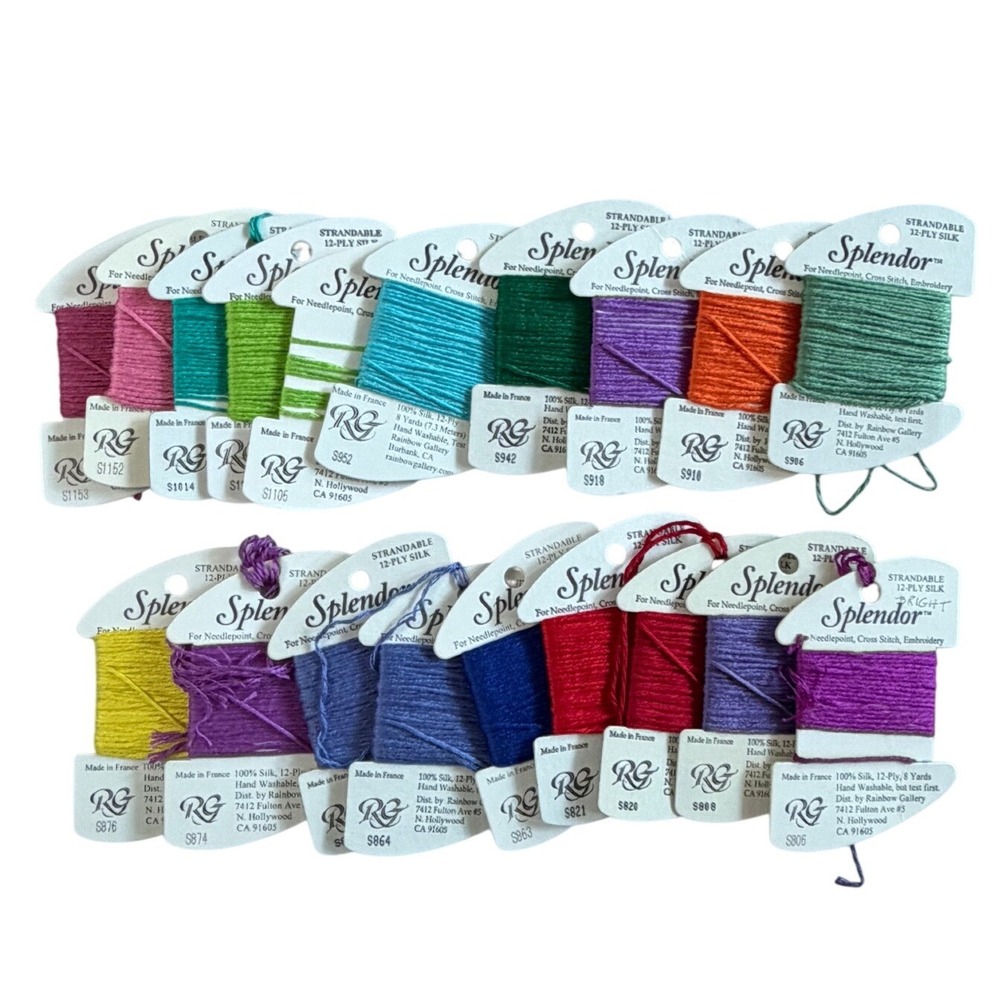 Rainbow Gallery Splendor Silk Thread 12 Ply Lot of 19 Bright Multicolor Partial